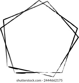 Pentagon grunge texture element frame border shape icon for decorative vintage doodle for design in vector illustration