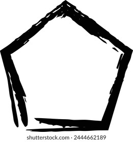 Icono de forma de borde de marco de elemento de textura grunge del pentágono para garabato vintage decorativo para diseño en Ilustración vectorial