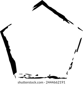 Pentagon grunge texture element frame border shape icon for decorative vintage doodle for design in vector illustration
