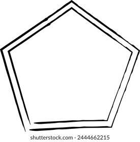 Pentagon grunge texture element frame border shape icon for decorative vintage doodle for design in vector illustration
