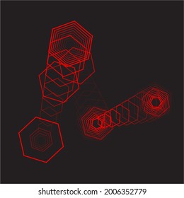 Pentagon with halftone layers and neon red. You can use it as wall-decor.