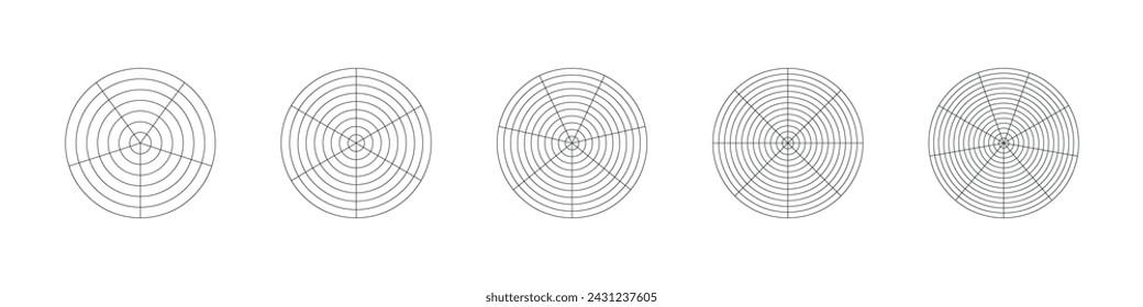 Pentagon and hexagon chart , for 5 point radar or spider diagrams. for visualizing data with structured graph approach. Flat vector illustration isolated on white background.