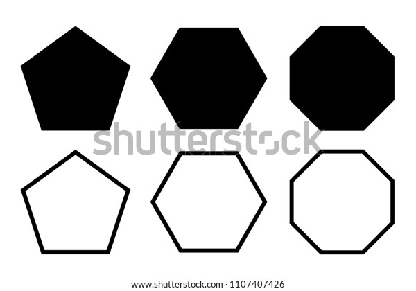 五角形 六角形 八角形のアイコン ベクター図形の五角形 六角形 八角形の多角形 5 6 8辺のポリゴン線 のベクター画像素材 ロイヤリティフリー