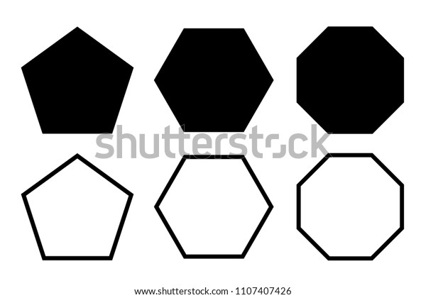 五角形 六角形 八角形图标 矢量几何五角形 六角形 八角形多边形 库存矢量图 免版税