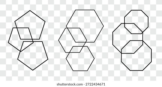 Pentagon, hexagon, octagon icons. Vector geometry of pentagonal, hexagon, octagonal polygons. modern illustration.