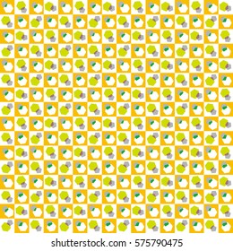 pentagon and hexagon on square image, yellow and lime color tile - Geometric seamless pattern