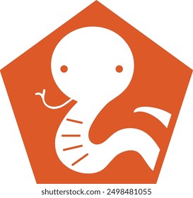 Pentagon icon illustration for the year 2025 Snake of the Japanese zodiac, orange with white background