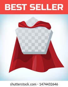 Pentagon icon template in red cape. Pentagon symbol in red cloak. Vector isolated illustration on a white background