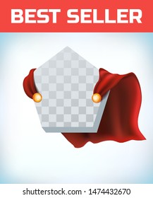 Pentagon icon template in red cape. Pentagon symbol in red cloak. Vector isolated illustration on a white background