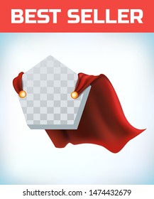 Pentagon icon template in red cape. Pentagon symbol in red cloak. Vector isolated illustration on a white background