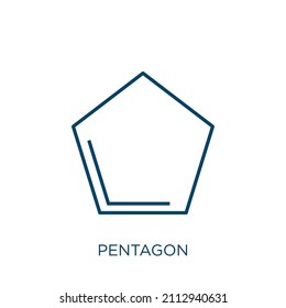 Pentagon Icon. Thin Linear Pentagon Outline Icon Isolated On White Background. Line Vector Pentagon Sign, Symbol For Web And Mobile