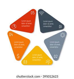 Pentagon infographic banner with 5 options. Isolated number banner template for diagram, presentation or chart. Progress steps for tutorial. Business concept sequence banner.