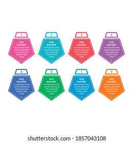 pentagon infographic template. eight options web, annual report, internet informational template. business information template