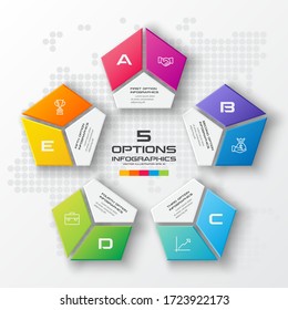 Pentagon infographic template,Business concept with 5 options,Vector illustration.