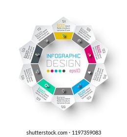 Pentagon inforgraphics on vector graphic art.