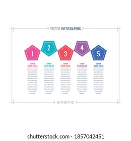 pentagon information template. five steps web, internet, annual report infographic template