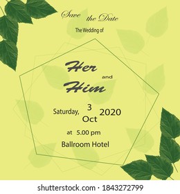 pentagon invitation card with leaves