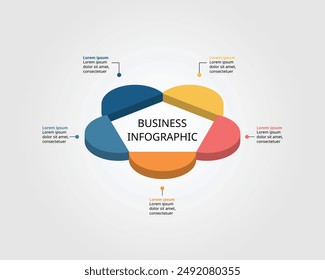 pentagon isometric shape template for business infographic for presentation for 5 element