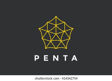 Pentagon Logo abstract design vector template linear style.
Pentagram Logotype concept icon line art.
