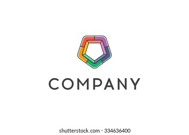  Pentagon. Logo Design Vector Element on a white background, multicolored