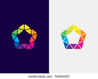 Pentagon logo template. Abstract geometric pentagon logotype. Vector