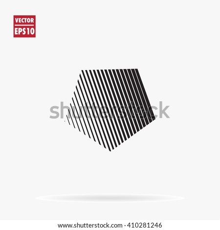 Pentagon logo template. Unusual flat icon. Minimal geometry. White background. Stock vector.