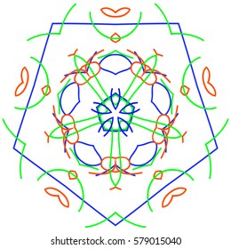 Pentagon ornament design element, vector graphics.