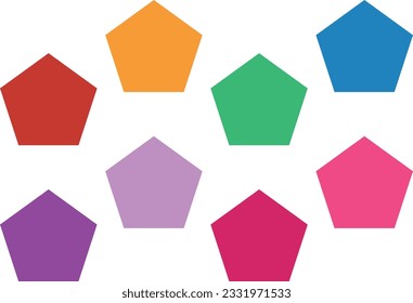 pentagon pastel multicolor seamless pattern, isolated on white background, vector illustration