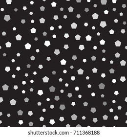 Pentagon random snowy pattern. Seamless vector silver background