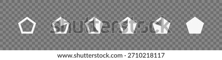 Pentagon Rating Icons with Progress Fill Vector isolated
