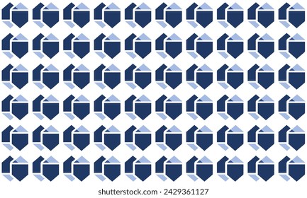 Pentagon seamless geometric pattern, blue pentagon arranged horizontal rows repeat seamless pattern, replete image design for fabric print, wallpaper, backdrop or wrap paper print, overlap up and down