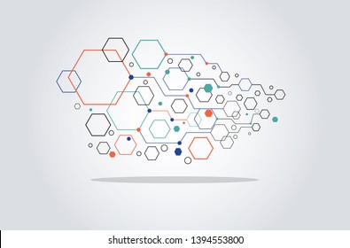 Pentagon Shape Connection background Vector, Abstract Pattern.