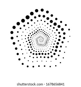 pentagon shape with dots. halftone effect