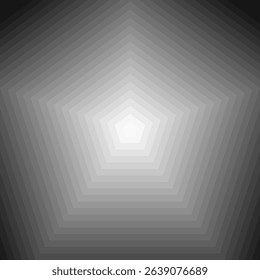 Pentagon shape gradient. Gradation art. White center.