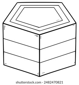 pentagon shape sorter piece illustration hand drawn outline vector