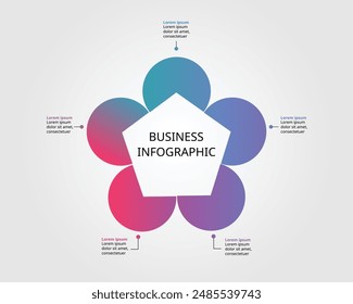 pentagon shape template for business infographic for presentation for 5 element