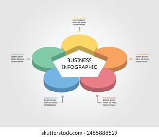 pentagon shape template for business infographic for presentation for 5 element