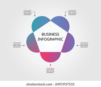 pentagon shape template for business infographic for presentation for 5 element