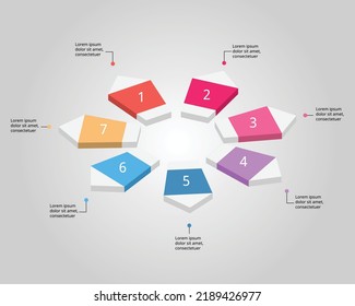Pentagon-Formvorlage für Infografik zur Präsentation für 7 Elemente