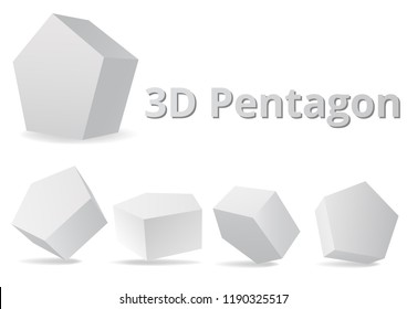 Pentagon shape various angle color white and gray 3D style.