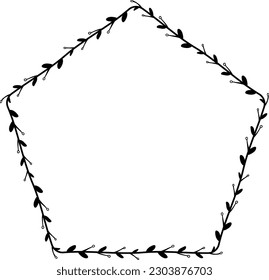 Ramas aisladas de hojas de pentágono flor hoja de flores decoración vectorial floral borde marcos de boda botánico minimalista felicitaciones aniversario ganador de San Valentín premio romántico 
