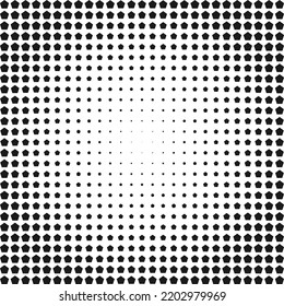 Pentagon Silhouette Shapes Halftone Texture Pattern. A Linear Arrangement Of Black Pentagonal Symbols. Isolated On A White Background.