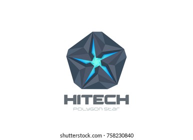 Pentagon Star Logo abstract design vector template. Technology Hi-tech sci-fi Logotype concept icon symbol.