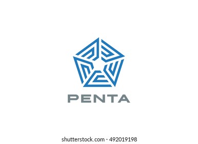 Pentagon Star Logo design vector template Linear style.
Infinity Loop Labyrinth Logotype concept icon.
