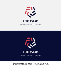 Pentagon Star Logo Template, modern icon combination pentagon and stars.