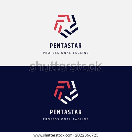 Pentagon Star Logo Template, modern icon combination pentagon and stars.