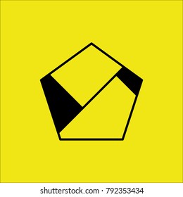 pentagon symbol with fragmented pieces editable vector