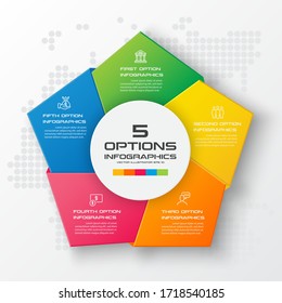 Pentagon timeline infographic template,Business concept with 5 options,Vector illustration.