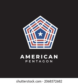 el pentágono estados unidos de américa. icono del vector de diseño del logotipo del departamento de Defensa