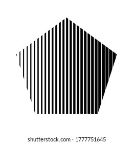 pentágono con textura de líneas verticales en color negro, vector editable
